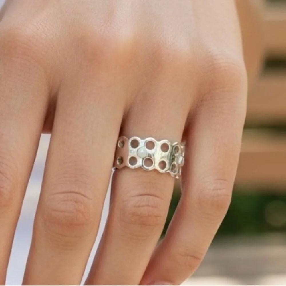 Louis Vuitton Hide and Seek Silver Ring with Pearled Accents